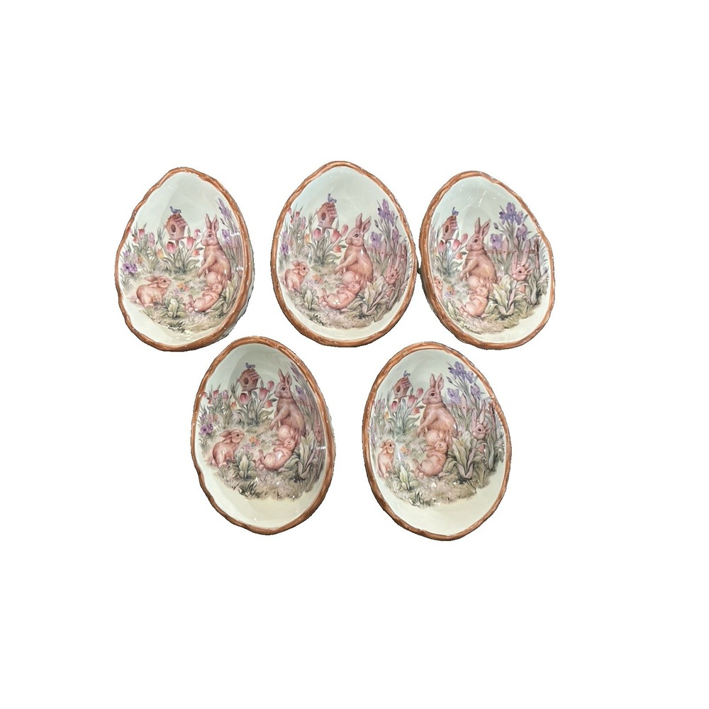 Cracker Barrel Easter Treasures - Set of 5 Fruit Bowls -5 egg shape Bowls
